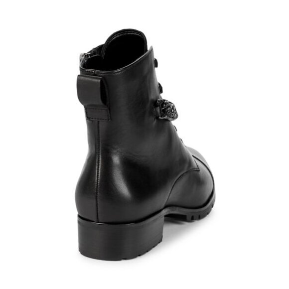 Karl Lagerfeld Paris Suki Chain-Trim Leather Combat Boots - Picture 3 of 8